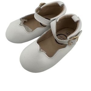 Little Love Bug White Faux Leather Ankle Strap Flats Dress Toddler Size 7